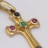 Pendentif CROIX en or jaune et pierres précieuses