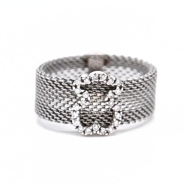Anillo TOUS ICON MESH de acero y oro...