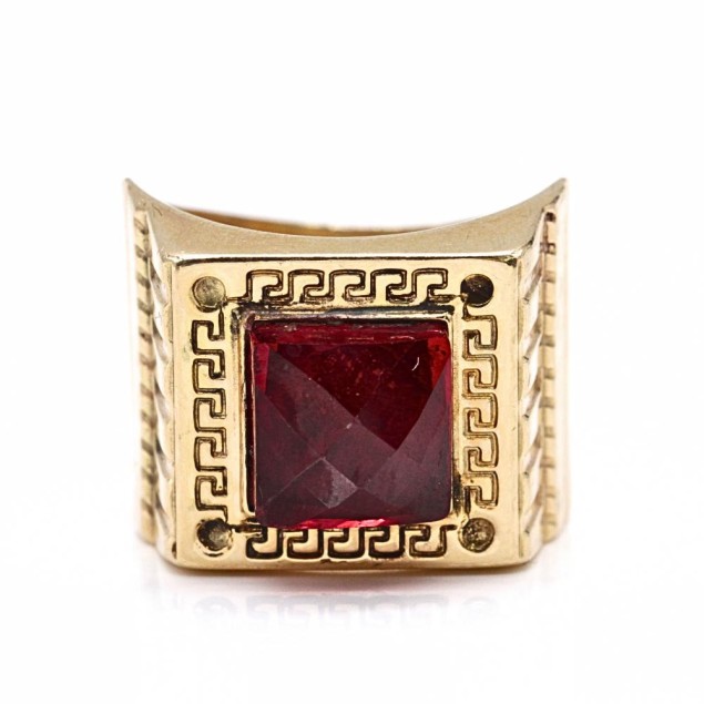 Sello motivo greco de oro 18k con...