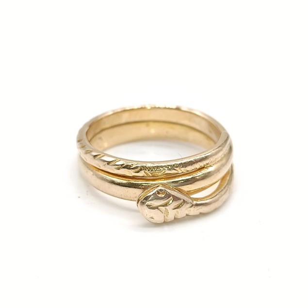 Anillo serpiente de oro 14k de...