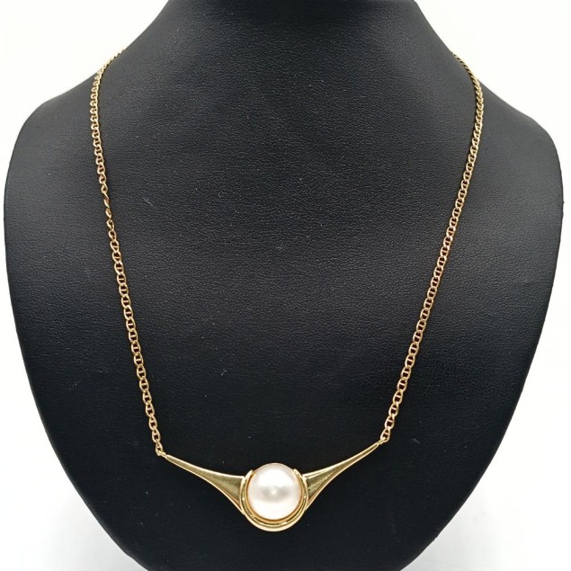 Collar de oro 18k con perla segunda...