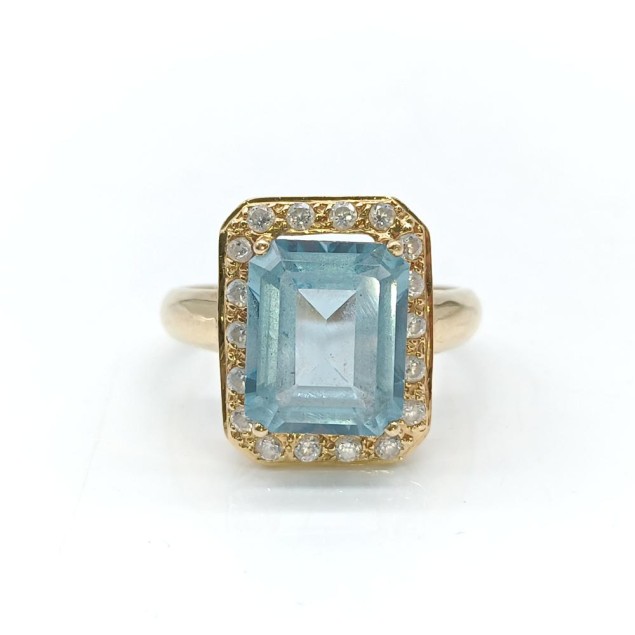 Anillo con circonitas de oro 18k de...