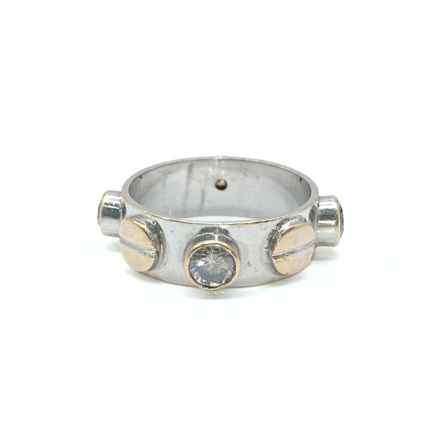 Anillo de oro bicolor 18k con...